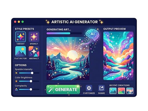 Creative artificial intelligence art generation software interface