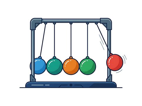 Physics toy demonstration with swinging spheres
