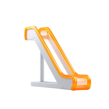 3D Illustration of a Grey Structure with an Orange Emergency Slide Icon, isolated on transparent background.