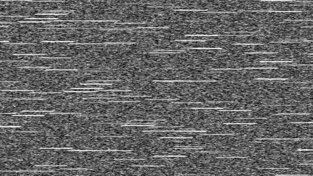 Analog television static noise texture with horizontal white interference lines on a grainy grey and black background for vintage media effects