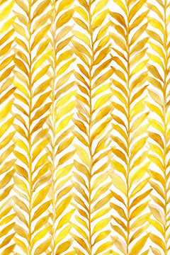 A golden leaf pattern illustration on a white background, a decorative design