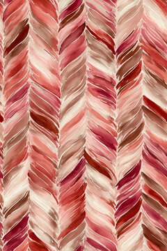 Seamless pattern of abstract watercolor feathers in shades of red and brown