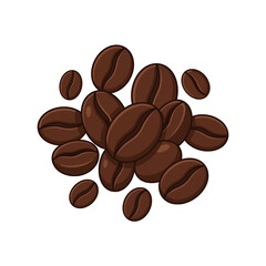 Coffee beans drift in a warm, inviting illustration © qijayoul