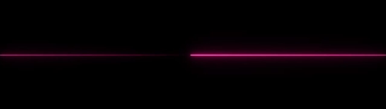 Single straight horizontal glowing magenta neon light line centered on a dark black background for minimalist digital border or divider