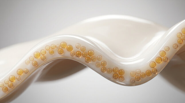 Creamy Micelle Cross Section with Encapsulated Vitamins in Food Emulsion