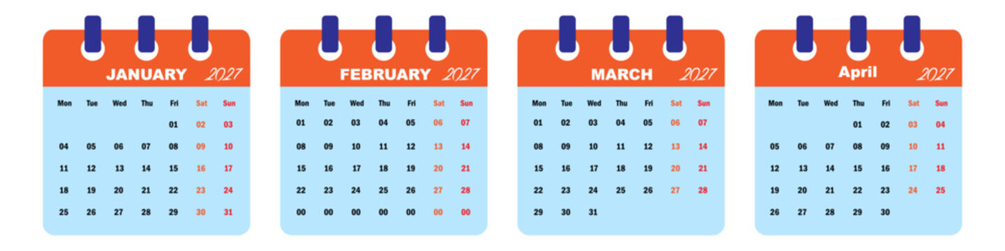 Calendar icon, page number 31 vector illustration. Calendar blank.  four months in a grid layout on a white background. PNG. Editable stroke.