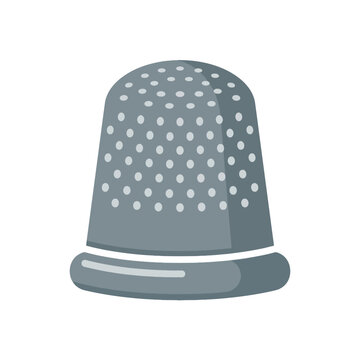 A flat vector illustration of a gray metal sewing thimble