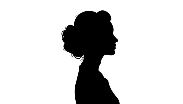 Female profile silhouette black head isolated white