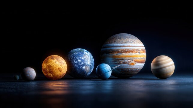 A mesmerizing lineup of solar system planets, showcasing their diverse beauty, scale, and luminous presence.