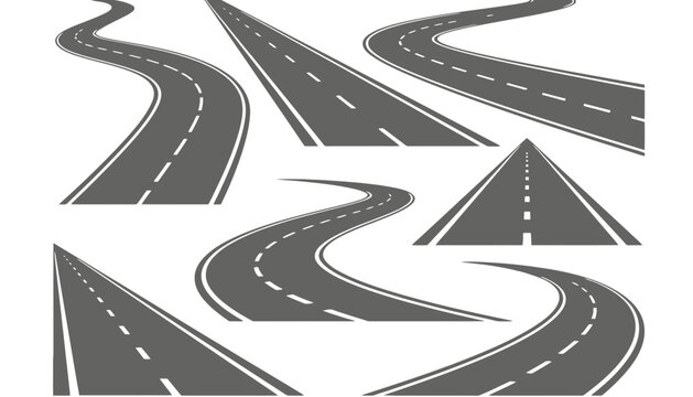 Road curves and highway bends graphic set for transportation