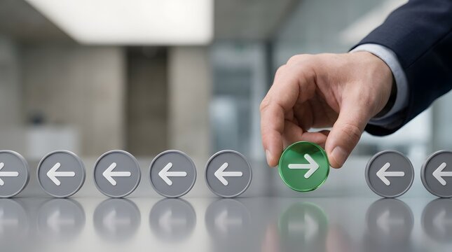 Corporate Restructuring and Paradigm Shift Concept, Leader Introducing New Strategic Direction and Innovation Path