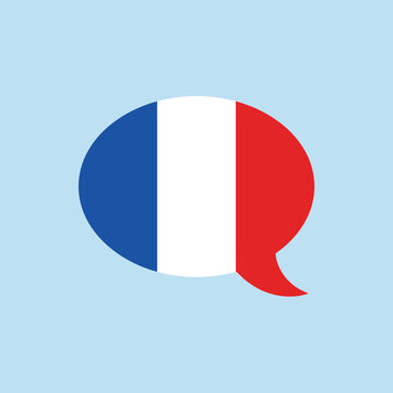 Speech bubble icon with the colors of the French flag