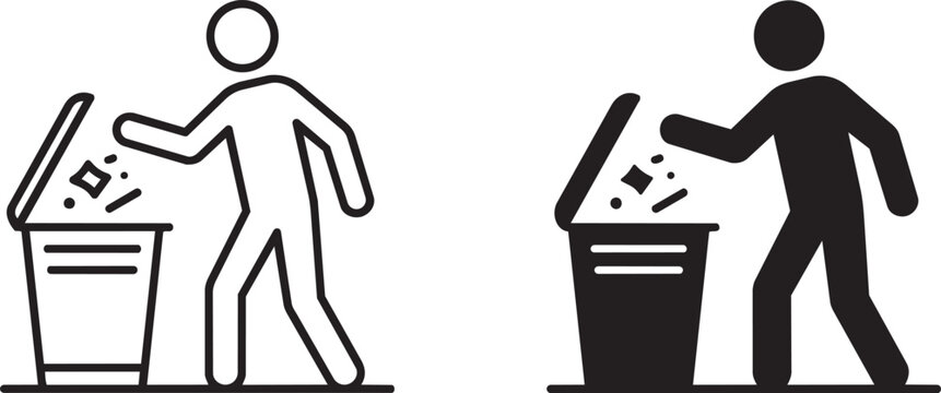 trash disposal and waste management icons set vector illustration