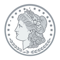 A stylized illustration of a classical female profile portrait © siti