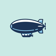 A blue blimp airship floats against a light teal background © shubud