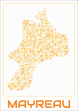 Mayreau digital style map. Small circle dots on white background. Dotted shape of the island. Mayreau map and title. Awesome vector illustration.