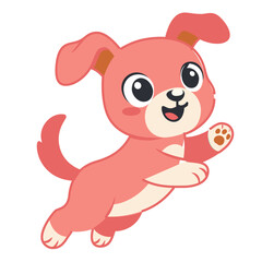 Fototapeta premium Cute Puppy Cartoon Vector Illustration, Happy Jumping Dog Character Design, Childish Pink Mascot Graphic for Kids Product