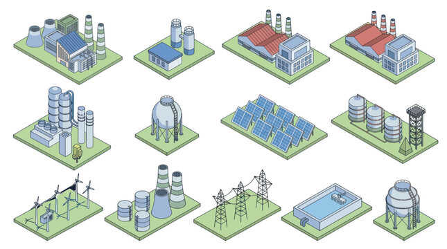 Set of Industrial Power Generation Facilities and Energy Infrastructure.