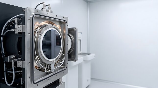 advanced semiconductor wafer processing chamber inside modern cleanroom technology facility