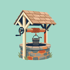 Obraz premium Timeless stone well stands ready for daily garden chores