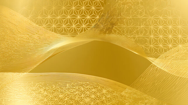 Wabi-sabi inspired golden background with traditional Japanese hemp leaf 