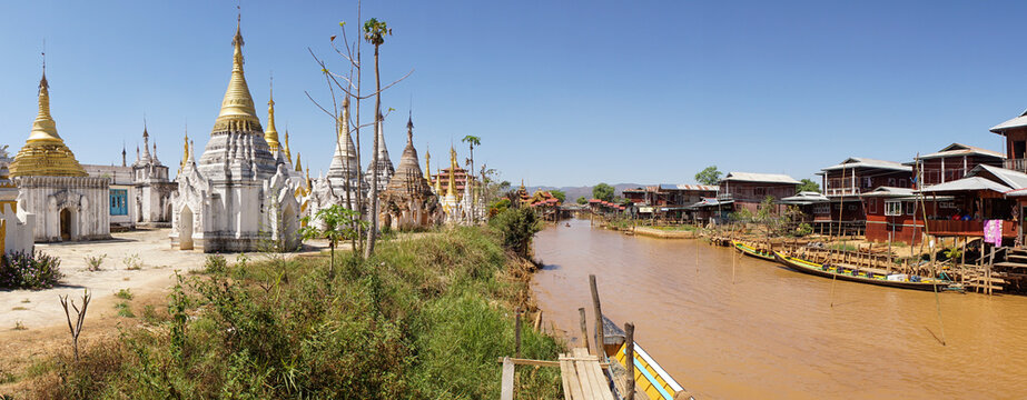 Nature and temple impressions on Inle Lake in Myanmar.