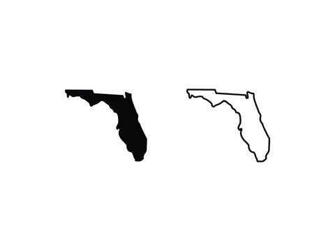 florida silhouettes maps vector isolated on transparent background