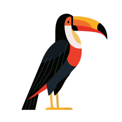 Obraz premium Flat 2D vector illustration of Toucan, simple icon style on a clean white background.
