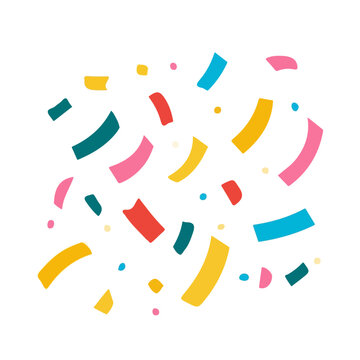 Confetti, 2D flat vector illustration, simple and modern style, isolated on a plain white background.