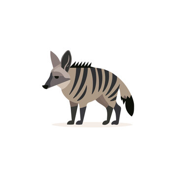 Minimal 2D vector illustration of Aardwolf in flat icon style on a plain white background.