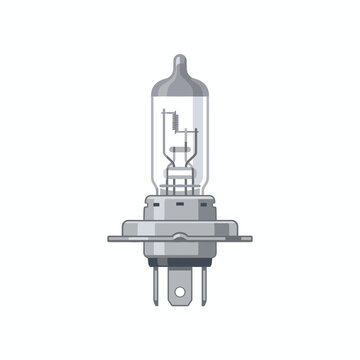 A detailed illustration of a modern automotive halogen headlight bulb