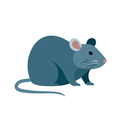 Fototapeta premium Simple flat 2D vector graphic of Rat, modern icon look, displayed on a pure white background.