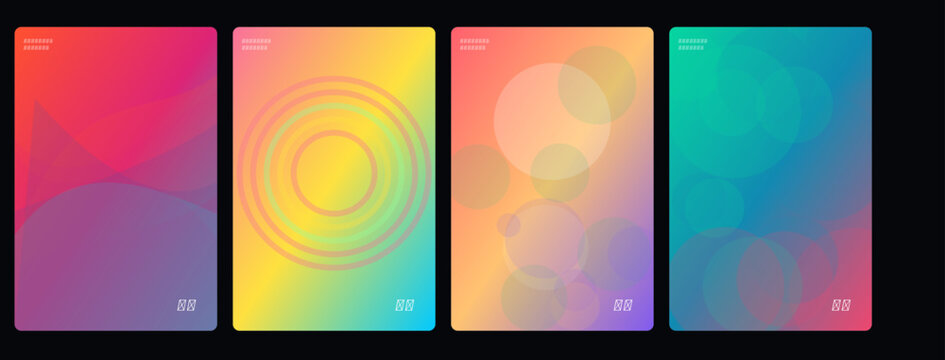 Vibrant gradient backgrounds, colorful rectangles, abstract textures, digital patterns