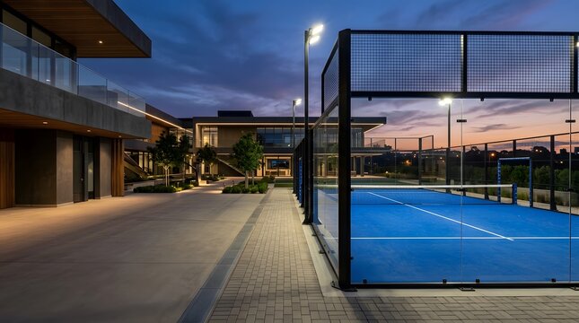 premium residential padel court with luxury lifestyle amenities modern architecture and exclusive sports recreation environment