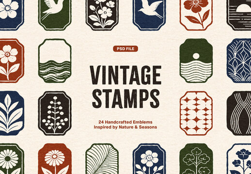 Vintage Stamp Elements Graphic Set For Branding And Print Design