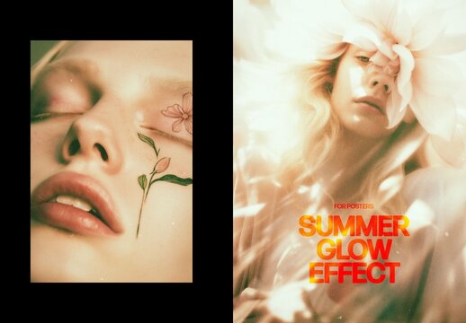 Summer Glow Photo Effect For Poster And Social Media Design