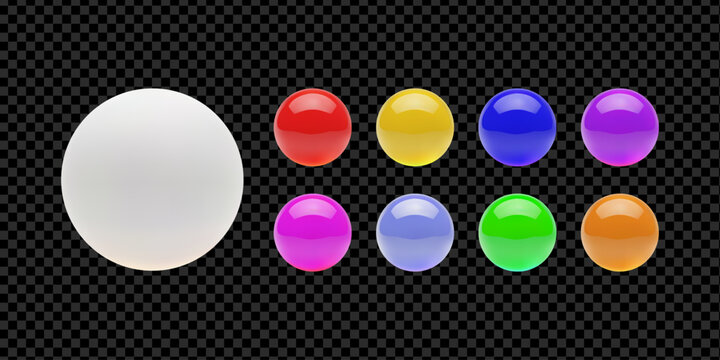 Glossy Colorful 3D Spheres Set. Realistic Vibrant Plastic Orbs Collection