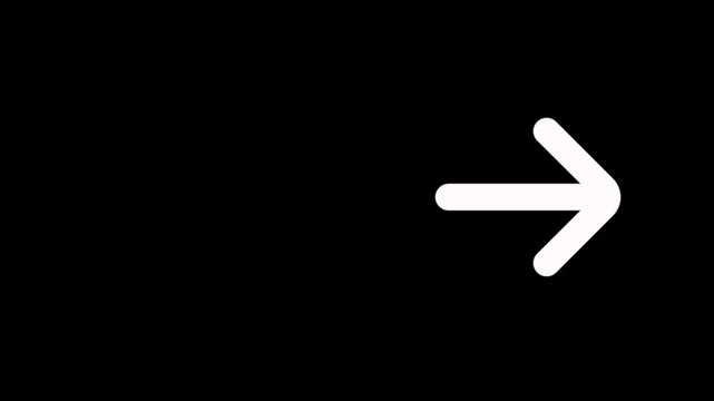 Animated white arrow icon sliding horizontally on a black background