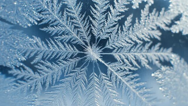 Macro Timelapse Of Ice Crystal Forming On Glass In Winter
