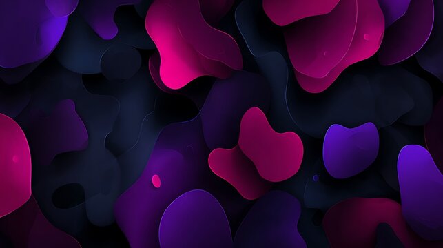 Abstract digital of a stylized jellyfish with glowing pink and purple tentacles in dark space