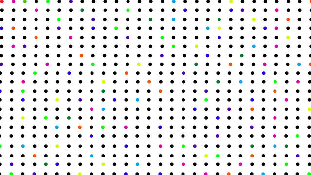Colorful multicolor polka dot grid pattern on white background