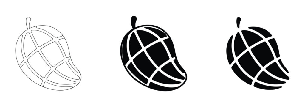 Simple mango icon ideal for fresh product labels tropical designs and fruit logos Pro Vector. Delicious diced mango. transparent background, tropical treat for healthy eating and summer recipes.
