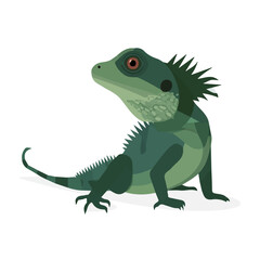 Fototapeta premium Basilisk, modern 2D flat vector illustration in icon style, isolated on pure white background.