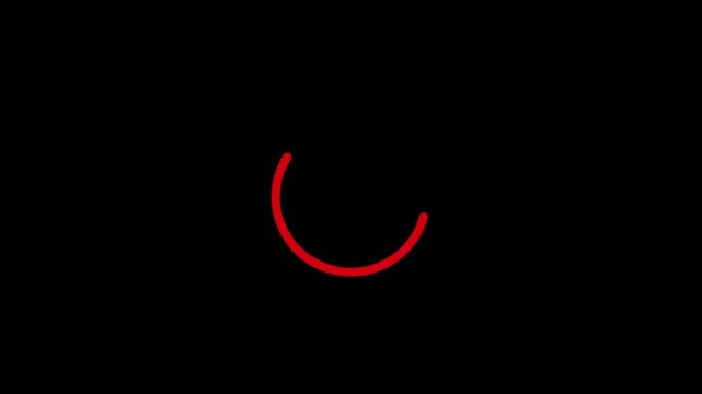 red loading wheel oval graphic animation spinning on transparent background.4k video