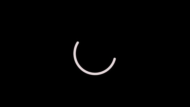 White loading wheel oval graphic animation spinning on transparent background.4k video