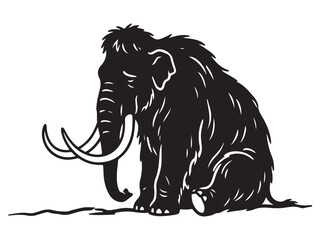 Obraz premium Mammoth Silhouette Line Art Bold Outline Ocean Marine Animal Vector Illustration