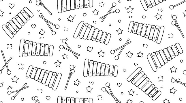 Colorful xylophone and scissors pattern design.
