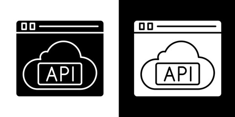 Fototapeta premium Cloud Api Icon Set White Glyph Style Collection