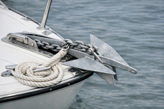 A boat secured to a rope in a scenic environment