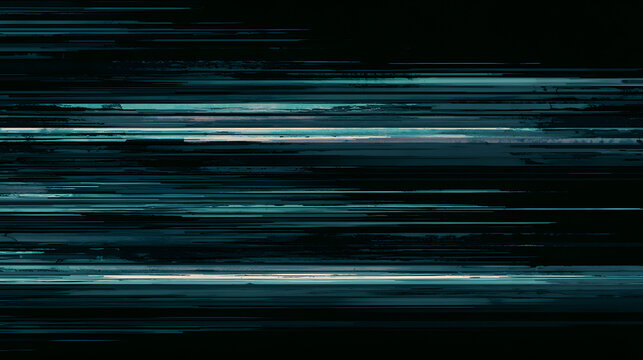 A dark cinematic glitch texture background featuring horizontal velocity lines
